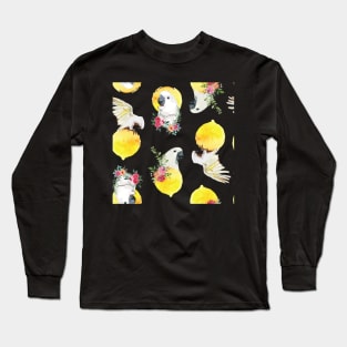 Cockatoo and flower in the watercolor sun cercle Long Sleeve T-Shirt